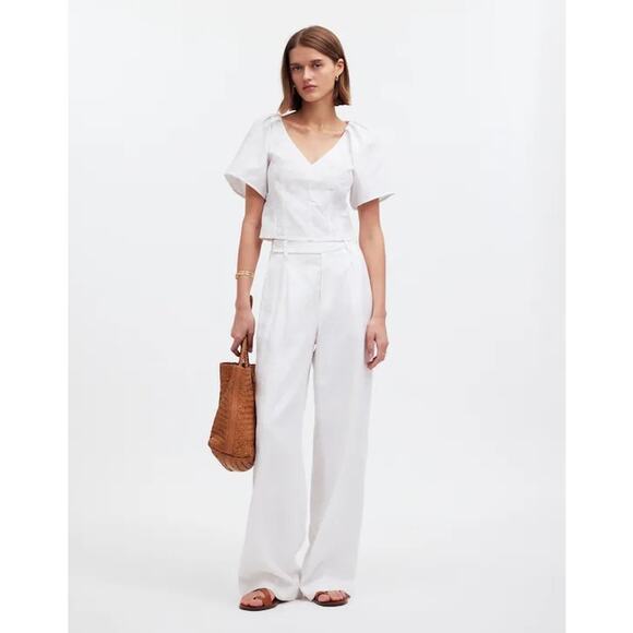 Madewell White McCoy Darted V-Neck Top in Floral Size 10 - Picture 2 of 16